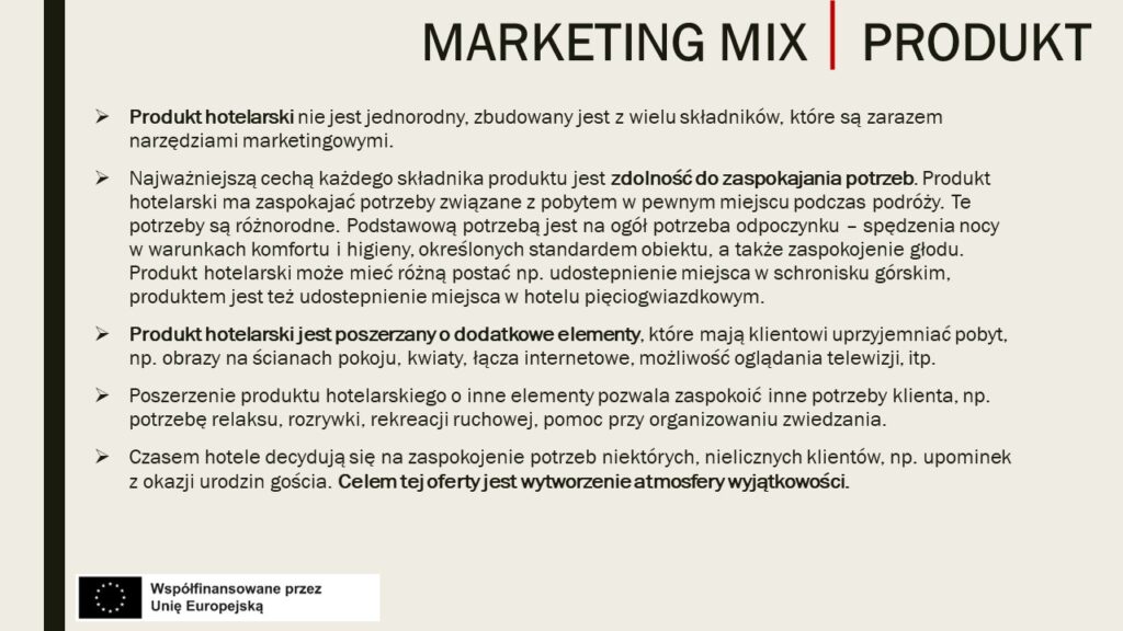 Marketing mix – Produkt hotelarski