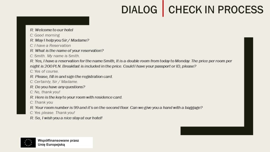 Dialog | Check in process