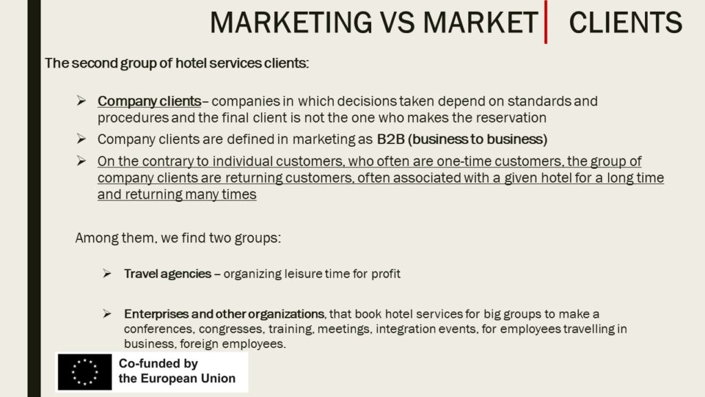 The second group of clients on the hotel services market