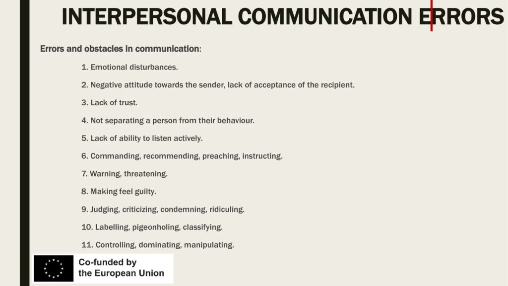 Errors and blockages in communication 1