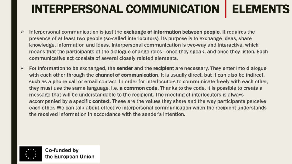 Elements of interpersonal communication