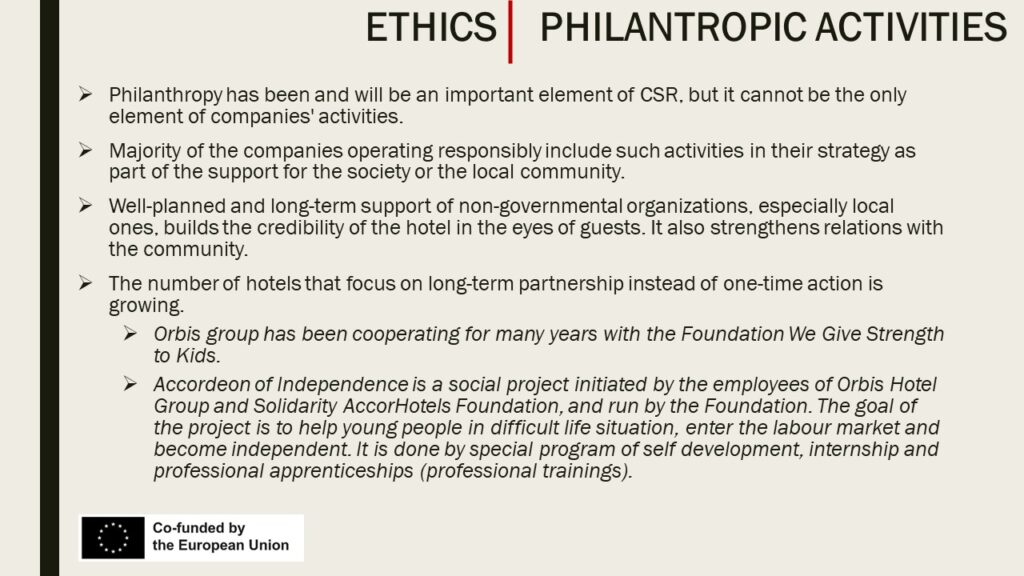 Philanthropic activities