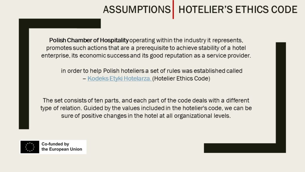 Assumptions in the Hotelier's Code of Ethics