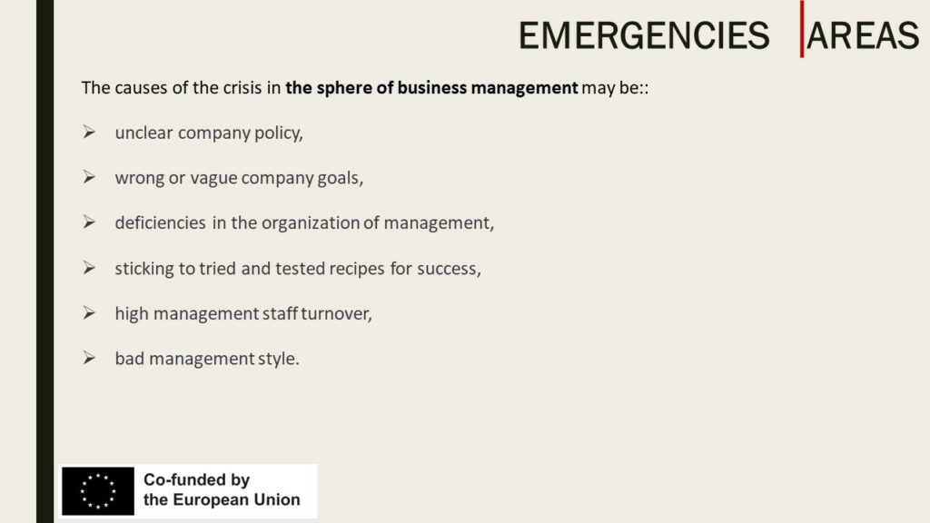 Areas of emergence of crisis situations 2