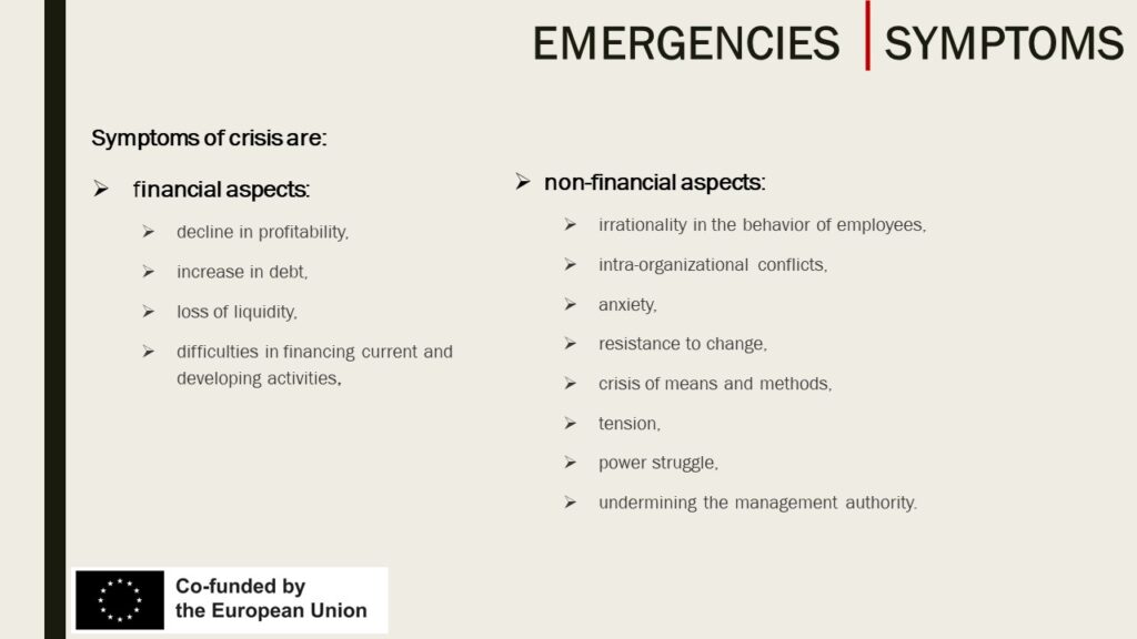 Symptoms of emergencies