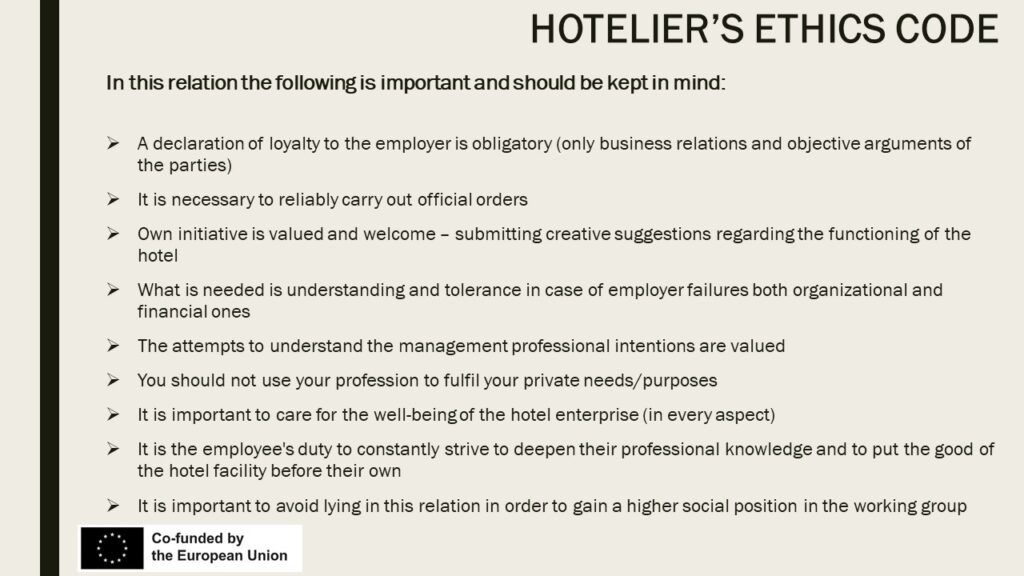 Overview of relations: Staff - Management Board, Hotel Management