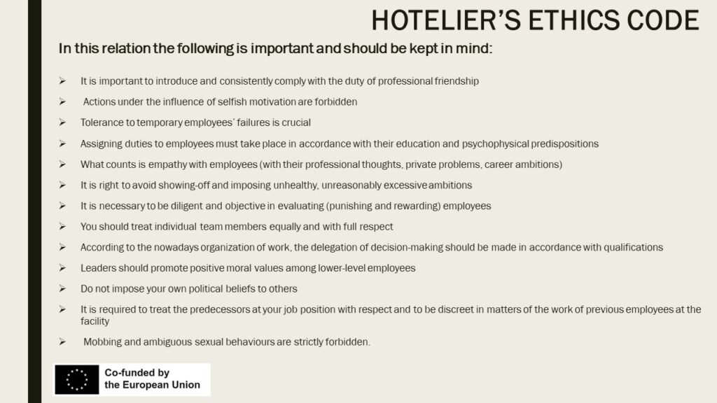 Overview of relations: Management Board, Hotel Management - Staff