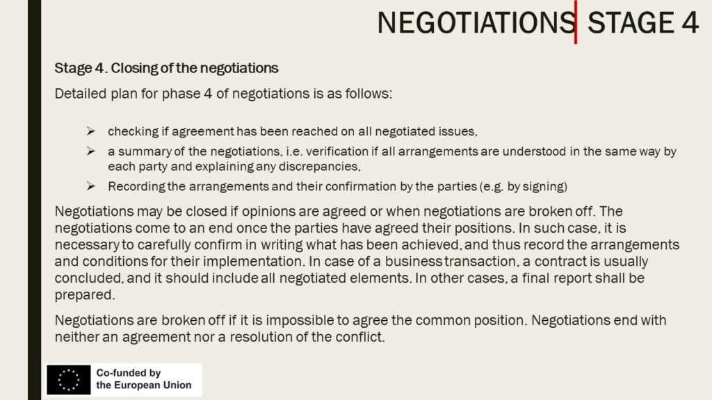 Closing negotiations 1