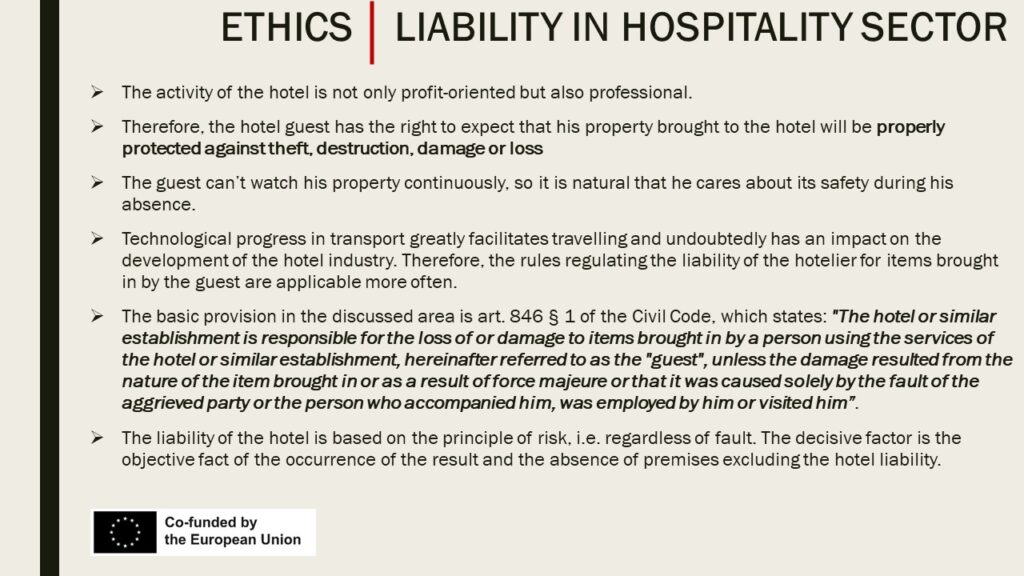 Liability in hospitality sector 1