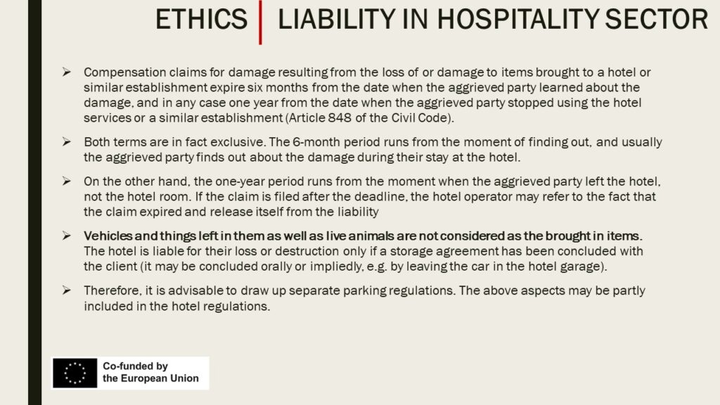 Liability in hospitality sector 7