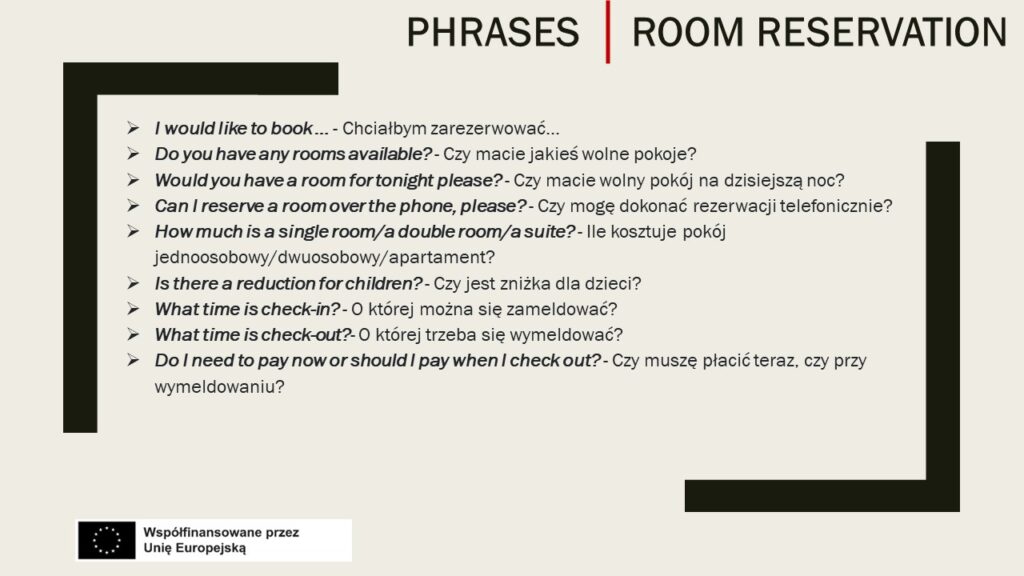 Phrases | Room reservation 1