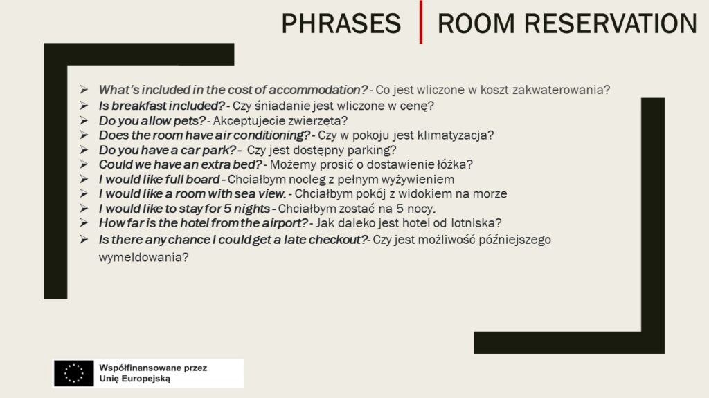 Phrases | Room reservation 2
