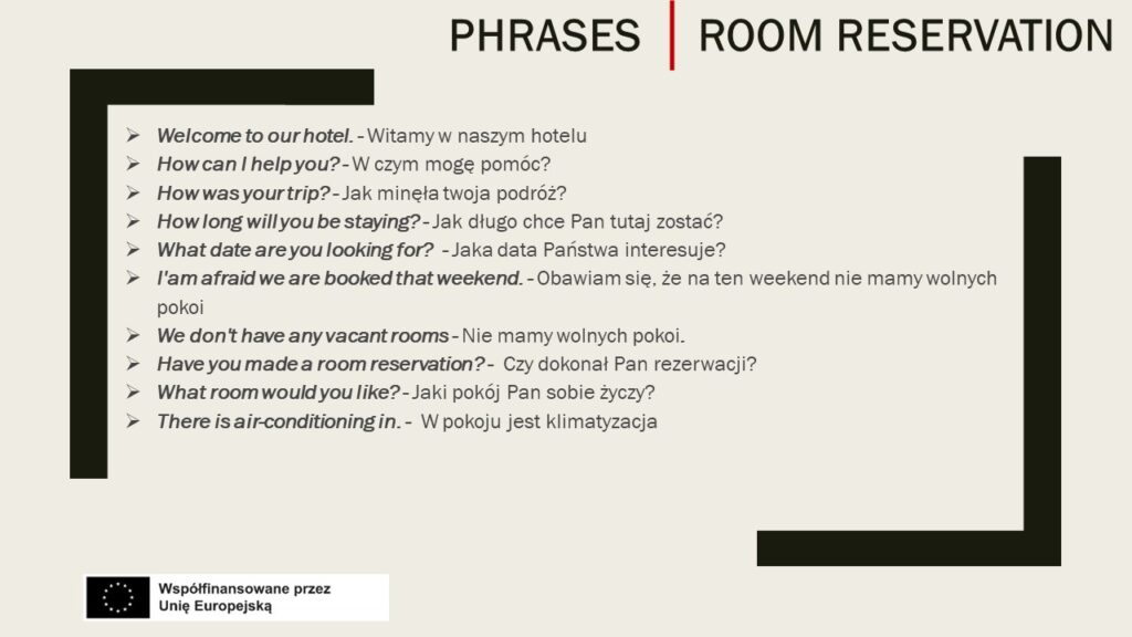 Phrases | Room reservation 3