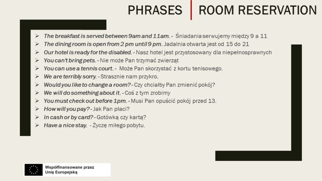 Phrases | Room reservation 4